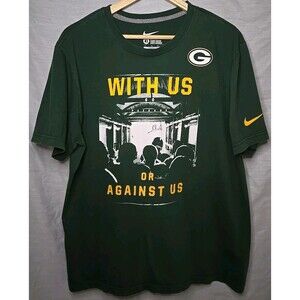 Green Bay Packers NFL Nike Regular Fit T-Shirt, Sz XL, "With Us Or Against Us"
